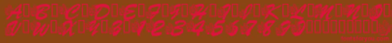 LmsHogleZooFlutterbys-Schriftart – Rote Schriften auf braunem Hintergrund