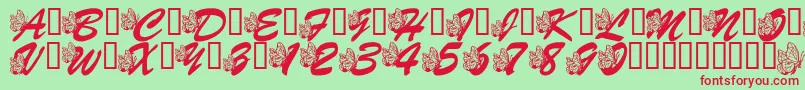 LmsHogleZooFlutterbys Font – Red Fonts on Green Background