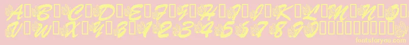 LmsHogleZooFlutterbys Font – Yellow Fonts on Pink Background