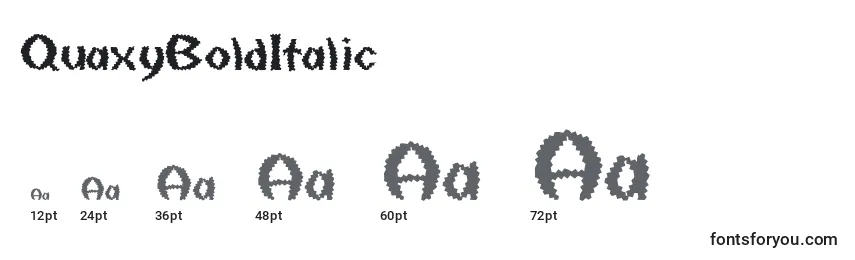 Размеры шрифта QuaxyBoldItalic