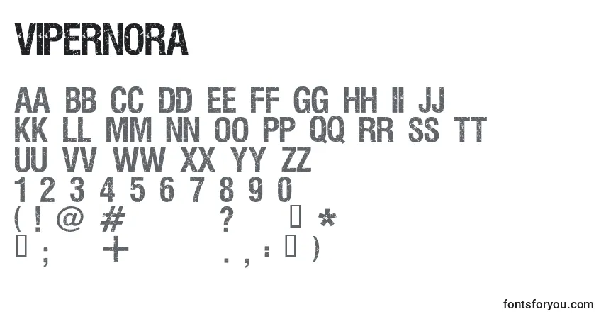 Шрифт ViperNora (34882) – алфавит, цифры, специальные символы