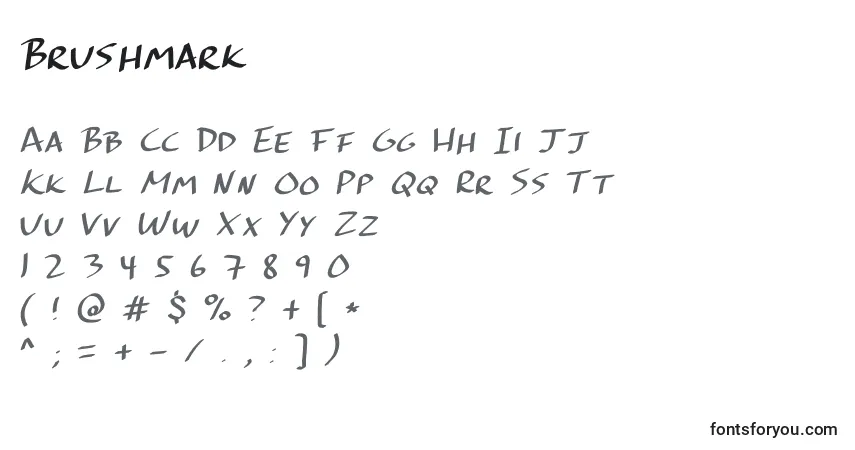 Czcionka Brushmark – alfabet, cyfry, specjalne znaki