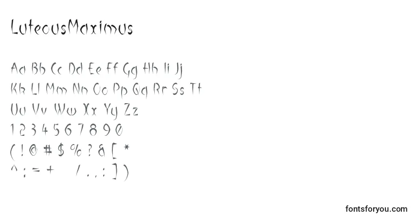 LuteousMaximus-fontti – aakkoset, numerot, erikoismerkit