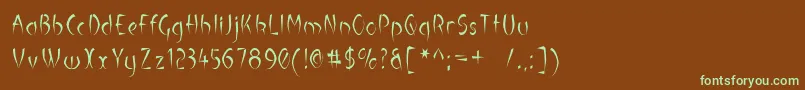 フォントLuteousMaximus – 緑色の文字が茶色の背景にあります。