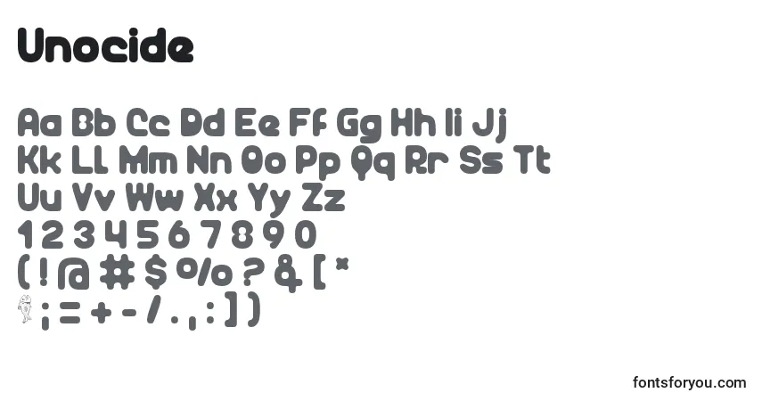 Шрифт Unocide – алфавит, цифры, специальные символы
