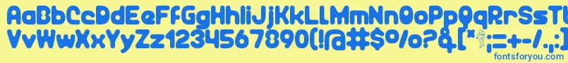 フォントUnocide – 青い文字が黄色の背景にあります。