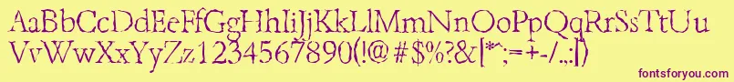 BambergrandomXlightRegular Font – Purple Fonts on Yellow Background