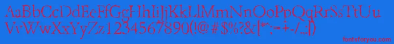 BambergrandomXlightRegular Font – Red Fonts on Blue Background