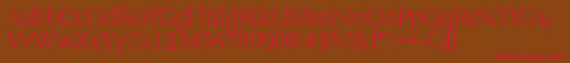 BambergrandomXlightRegular Font – Red Fonts on Brown Background
