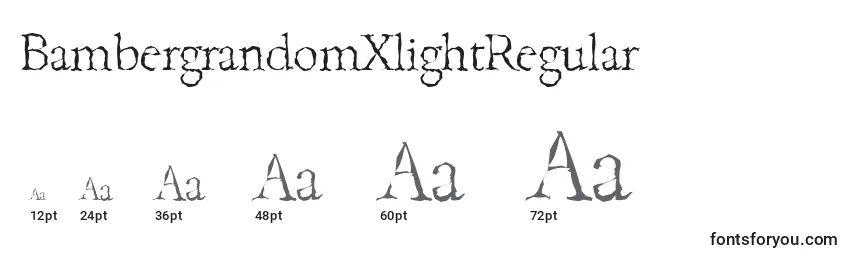 Размеры шрифта BambergrandomXlightRegular