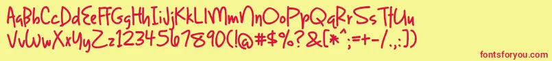 BmdLightUpTheWorld Font – Red Fonts on Yellow Background