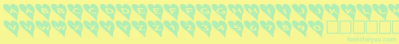 Ashearts2b Font – Green Fonts on Yellow Background