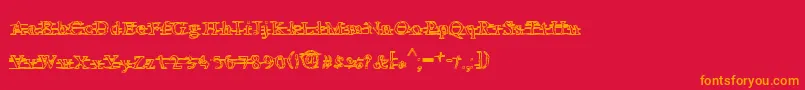 フォントAreYouAwakeNeo – 赤い背景にオレンジの文字