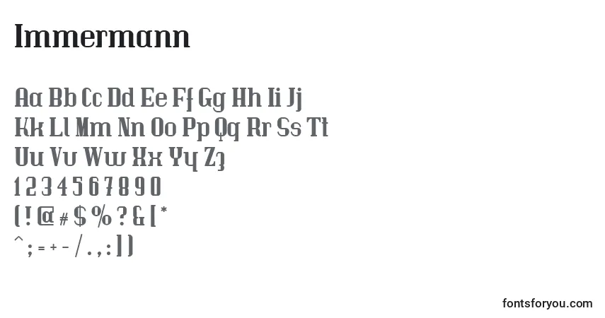 Schriftart Immermann – Alphabet, Zahlen, spezielle Symbole