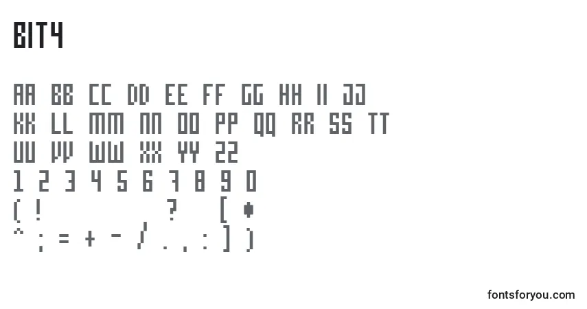 Czcionka Bit4 – alfabet, cyfry, specjalne znaki