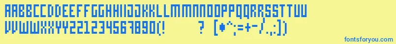 Fonte Bit4 – fontes azuis em um fundo amarelo