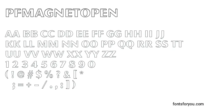 A fonte PfmagnetOpen – alfabeto, números, caracteres especiais