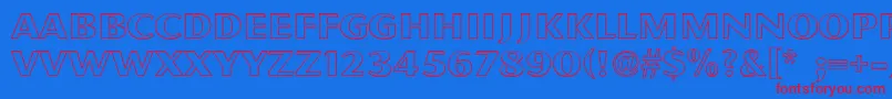 PfmagnetOpen-Schriftart – Rote Schriften auf blauem Hintergrund