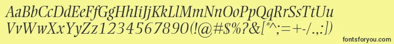 EllingtonmtstdLightitalic Font – Black Fonts on Yellow Background