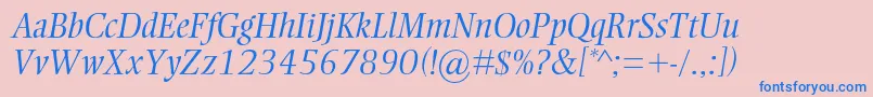 EllingtonmtstdLightitalic Font – Blue Fonts on Pink Background