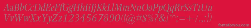 EllingtonmtstdLightitalic Font – Gray Fonts on Red Background