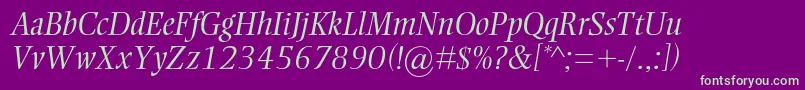 EllingtonmtstdLightitalic Font – Green Fonts on Purple Background