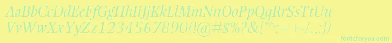 フォントEllingtonmtstdLightitalic – 黄色い背景に緑の文字