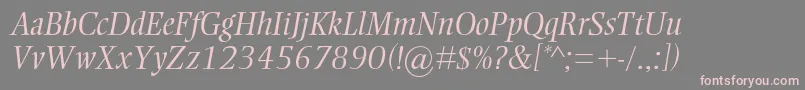 フォントEllingtonmtstdLightitalic – 灰色の背景にピンクのフォント