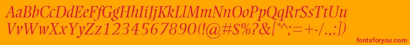 EllingtonmtstdLightitalic Font – Red Fonts on Orange Background