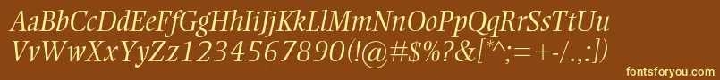 EllingtonmtstdLightitalic Font – Yellow Fonts on Brown Background