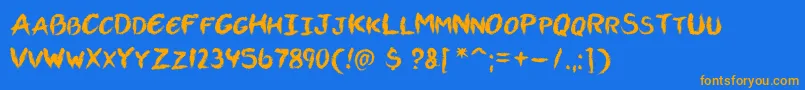 Vtcallskratchedupone Font – Orange Fonts on Blue Background
