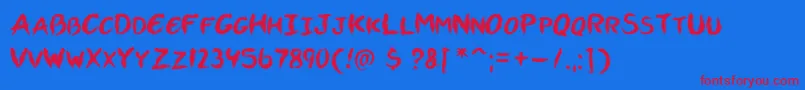 Vtcallskratchedupone Font – Red Fonts on Blue Background