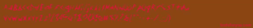 フォントStingerLight – 赤い文字が茶色の背景にあります。