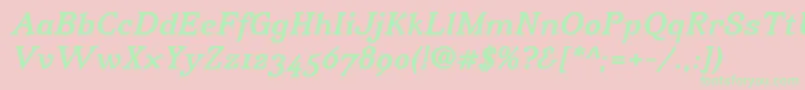 IrianisadfstdBolditalic Font – Green Fonts on Pink Background