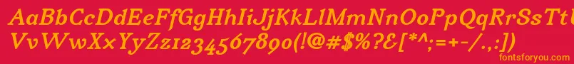 IrianisadfstdBolditalic Font – Orange Fonts on Red Background