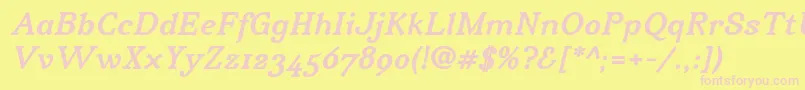 IrianisadfstdBolditalic-Schriftart – Rosa Schriften auf gelbem Hintergrund