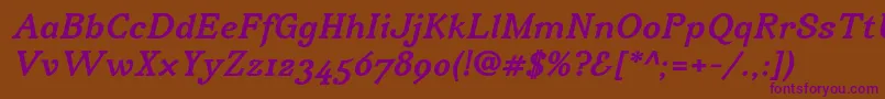 IrianisadfstdBolditalic Font – Purple Fonts on Brown Background