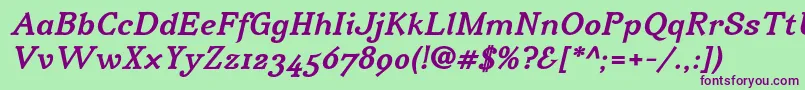 IrianisadfstdBolditalic Font – Purple Fonts on Green Background