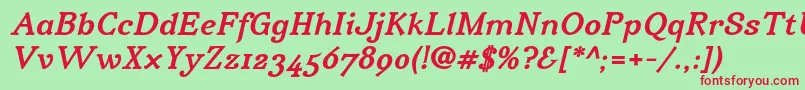 IrianisadfstdBolditalic Font – Red Fonts on Green Background