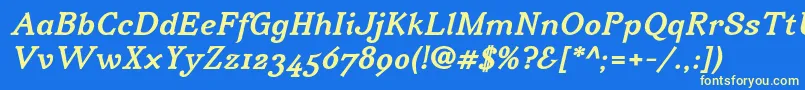 IrianisadfstdBolditalic Font – Yellow Fonts on Blue Background