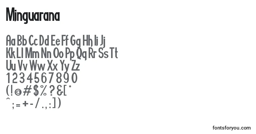 A fonte Minguarana – alfabeto, números, caracteres especiais