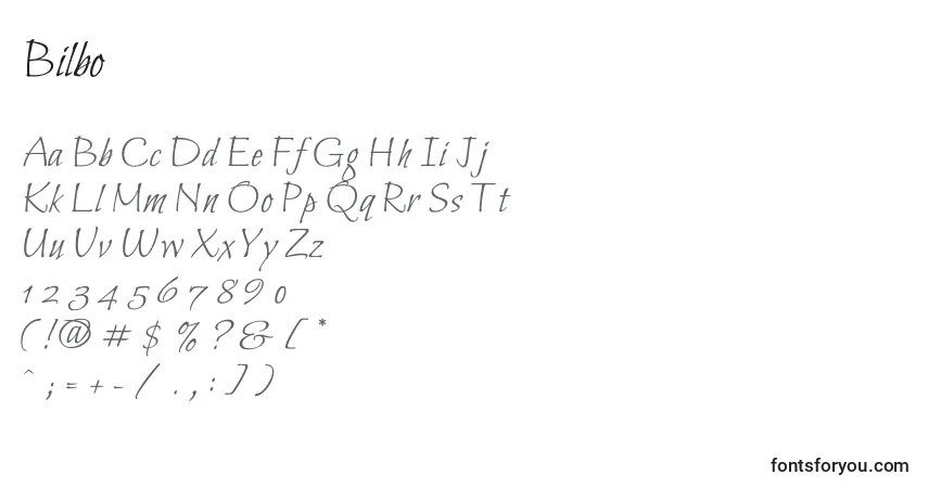 Шрифт Bilbo – алфавит, цифры, специальные символы