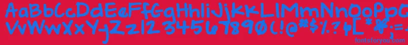 DjbGeeksWhoWearGlasses Font – Blue Fonts on Red Background