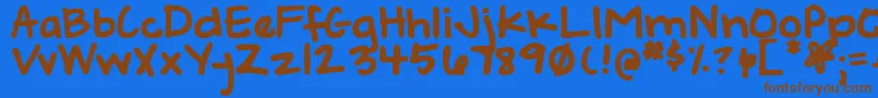 DjbGeeksWhoWearGlasses-Schriftart – Braune Schriften auf blauem Hintergrund