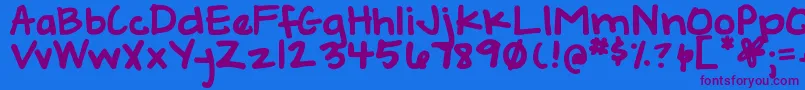 DjbGeeksWhoWearGlasses Font – Purple Fonts on Blue Background