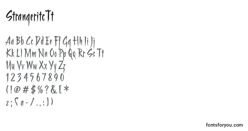 A fonte StrangeritcTt – alfabeto, números, caracteres especiais