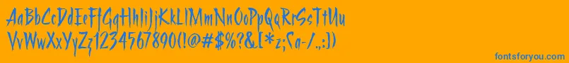 StrangeritcTt Font – Blue Fonts on Orange Background