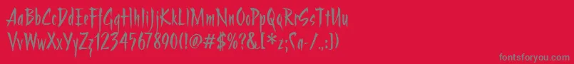 フォントStrangeritcTt – 赤い背景に灰色の文字