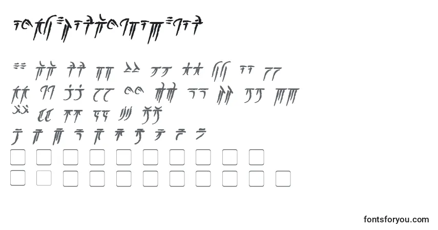 A fonte IokharicBoldItalic – alfabeto, números, caracteres especiais
