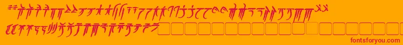 IokharicBoldItalic Font – Red Fonts on Orange Background